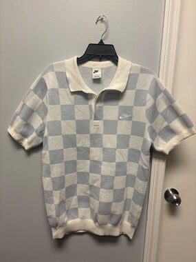 Nike Men’s Checkerboard Polo Shirt in Sail Pure Platinum